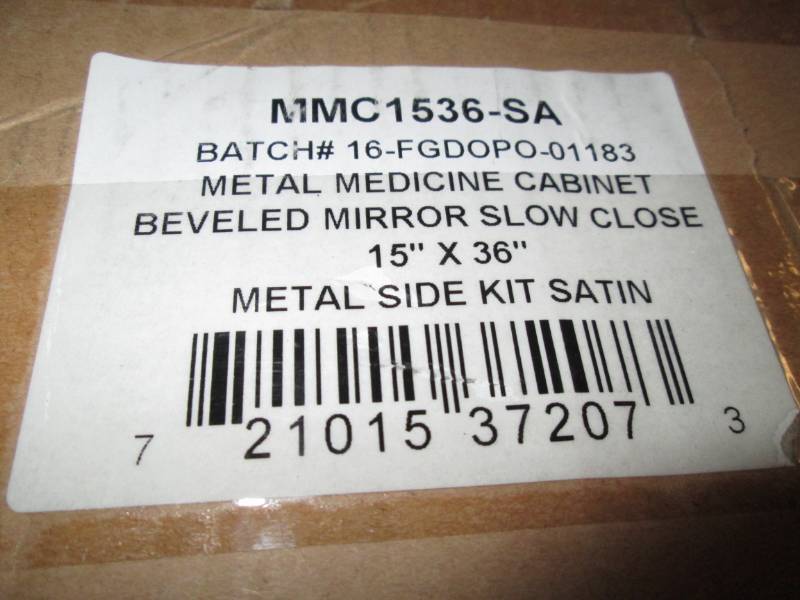 lot 82 image: Metal Medicine Cabinet Beveled Mirr...