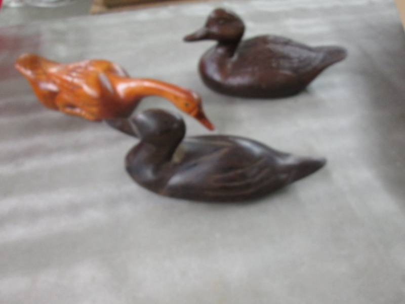 lot 166 image: 3 Carved Ducks...