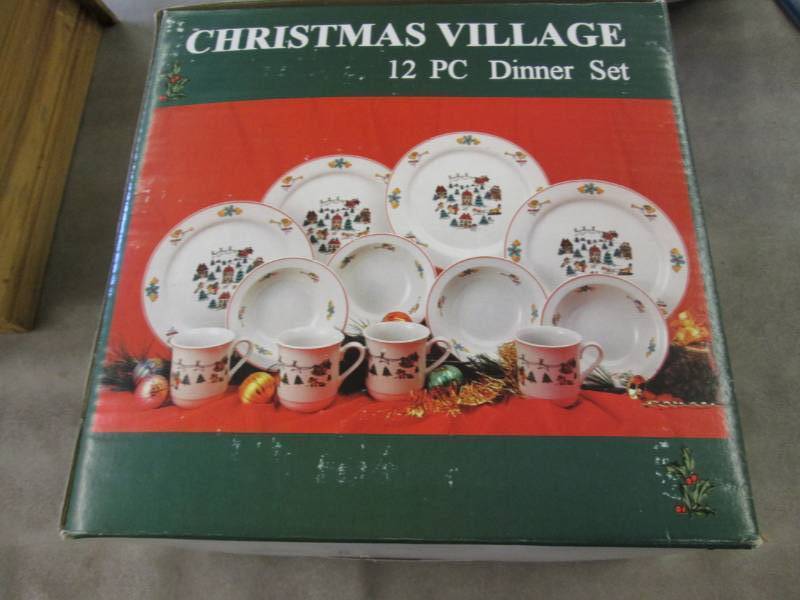 lot 176 image: Christmas Village 12 pc Dinner Set...