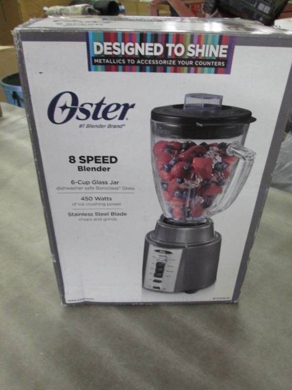 lot 235 image: New Oster 8 Speed Blender- glass ja...