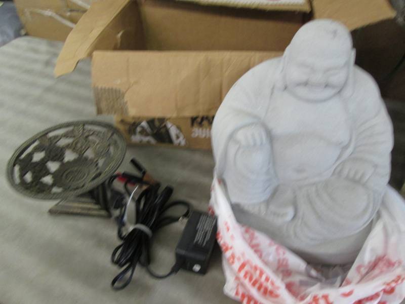 lot 275 image: Buddha, Charger, Metal Dcor Piece...