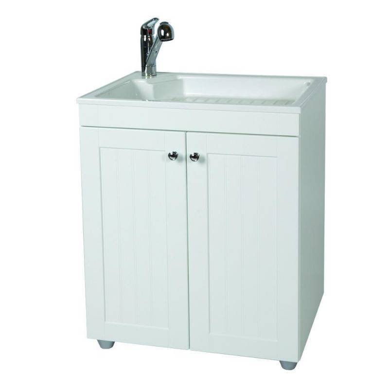 Glacier Bay All In One 27 In W X 34 In H X 22 In D Composite Laundry Sink With Faucet And Storage Cabinet New Scratch Dent Appliances Bath Fans Floor