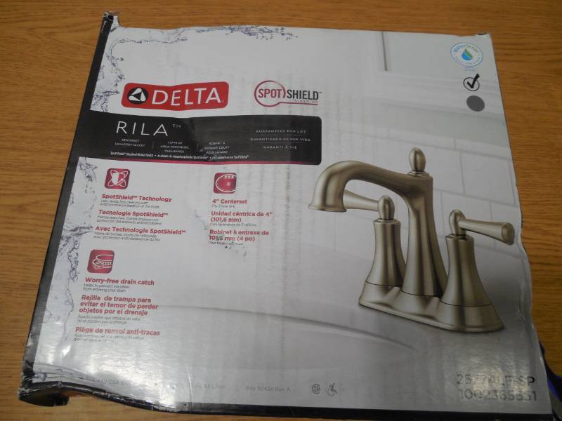 lot 69 image: Delta Rila 4 in. Centerset 2-Handle Bathroom Faucet in SpotShield Brushed Nickel