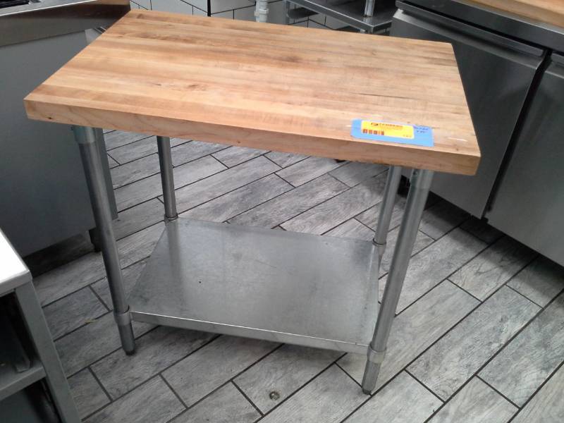 lot 123 image: Boos Block Butcher Block Metal Table