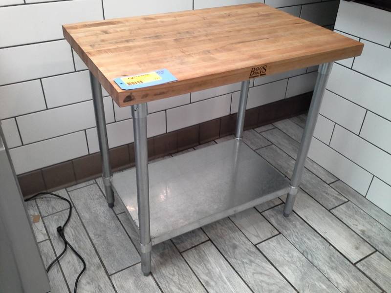 lot 127 image: Butcher Block Metal Table