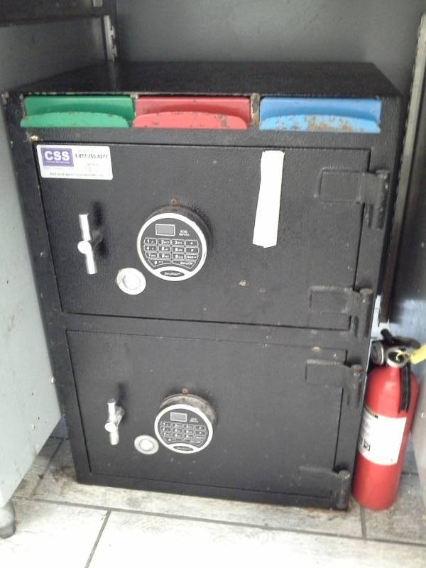 lot 128 image: Commercial Money-Drop SecuRam Dual Door Digital Combination Floor Safe ECSL 0601A-L