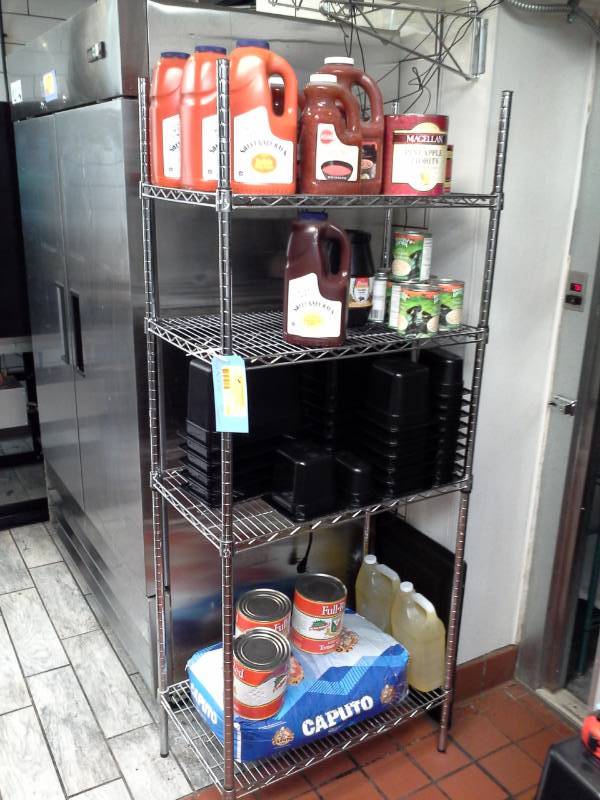 lot 129 image: NSF 4-Tier Wire Shelving Rack