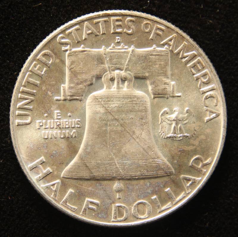 1957-D FRANKLIN SILVER HALF DOLLAR BU-UNC