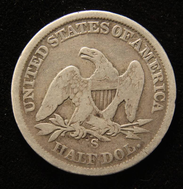 1860-S US SEATED LIBERTY HALF DOLLAR FINE