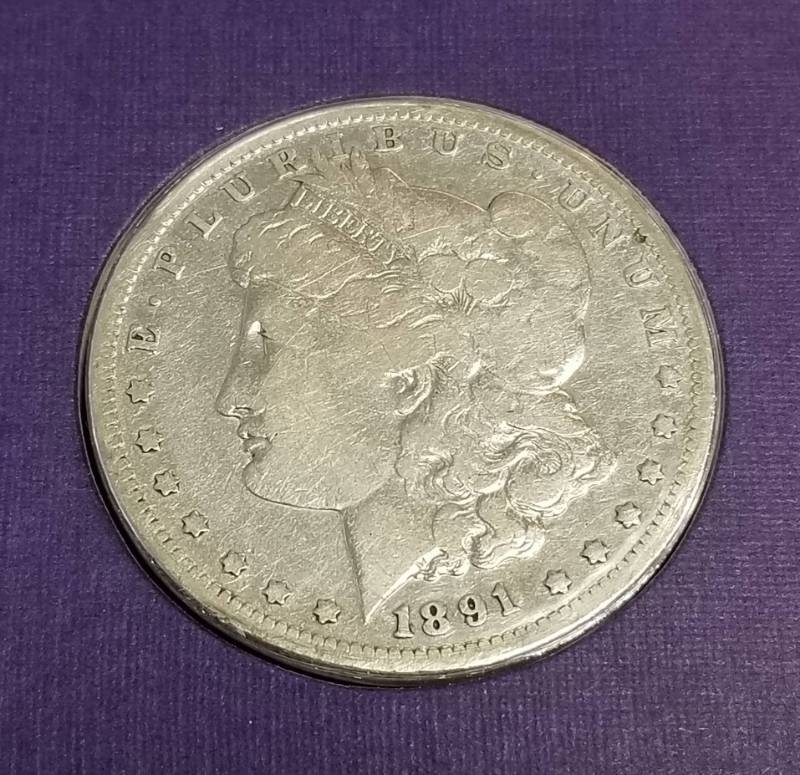 1891-O MORGAN SILVER DOLLAR AS PICTURED