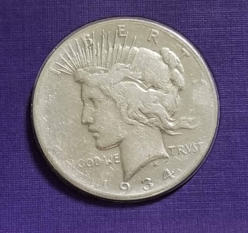 1934-S PEACE SILVER DOLLAR AS PICTURED