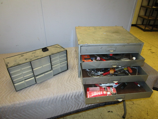 lot 370 image: STORAGE BOXES AND ASSORTED HAND TOOLS