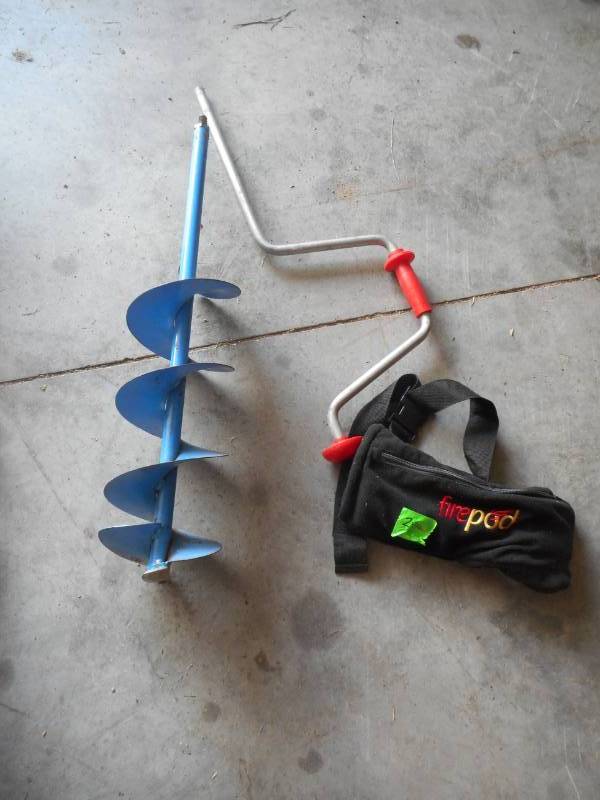 Manual Ice Auger and Hand Warmer Pouch