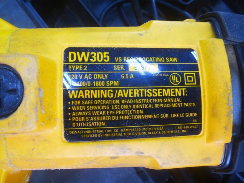 lot 69 image: Dewalt Sawzall