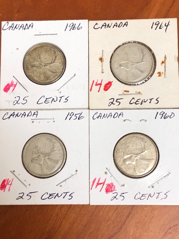 Lot Of (4) Silver Canadian Quarters...
