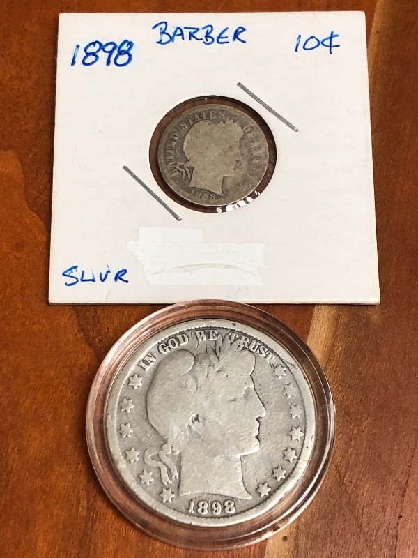 Lot Of (1) 1898 Silver Barber Half...