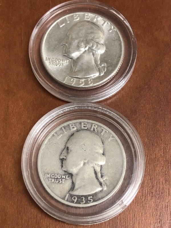 Lot Of  (2) Silver Washington Quart...