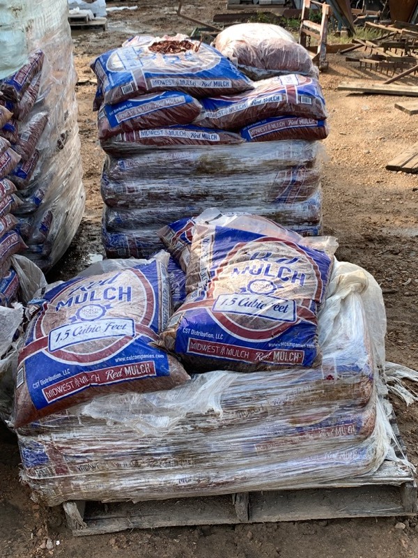 (2) Partial Pallets Of Bagged Red Mulch
