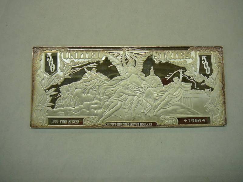 lot 6 image: 1996 Half Pound 500 Dollar Silver Certificate