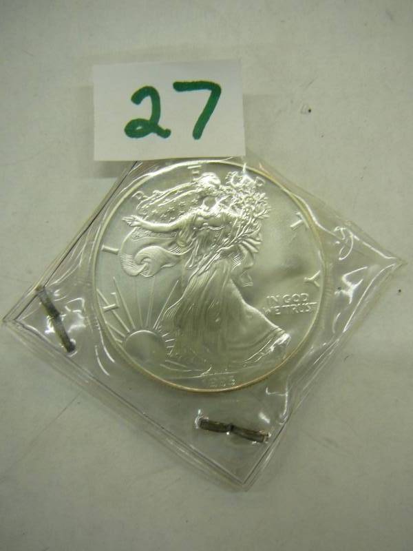 lot 27 image: 1995 1oz Fine Silver $1.00 American Eagle Coin