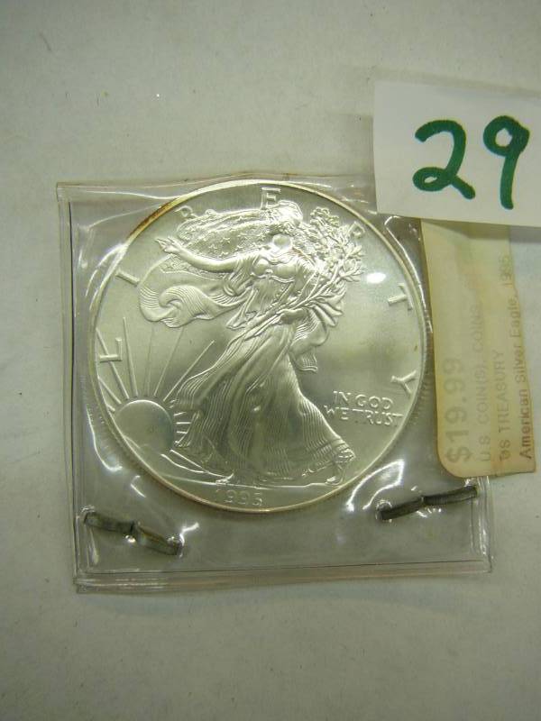 lot 29 image: 1995 1oz Fine Silver $1.00 American Eagle Coin