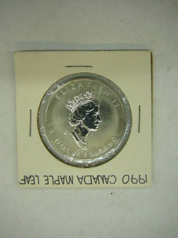 lot 31 image: 1990 1oz Fine Silver Canada Maple Leaf Coin