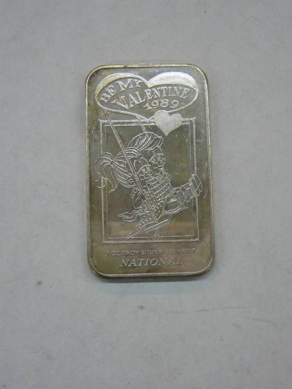 lot 37 image: 1989 Be My Valentine 1oz Troy Silver .999 Fine Silver