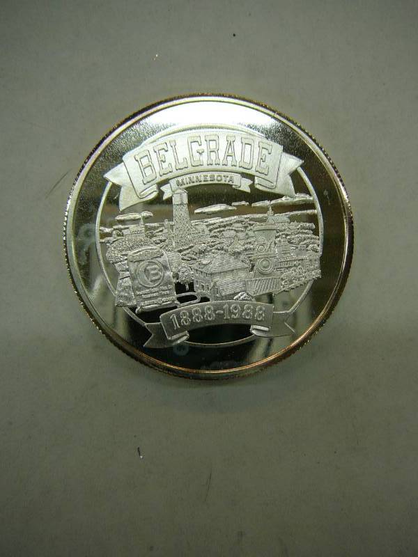 lot 48 image: Belgrade Minnesota One Troy Ounce .999 Fine Silver Coin