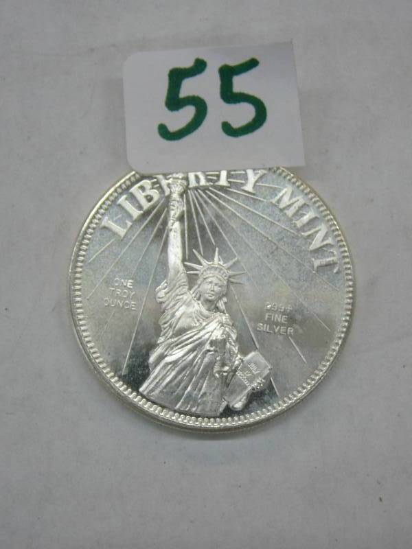 lot 55 image: Article 1, Section 10 US Constitution One Troy Ounce .999 Fine Silver Coin