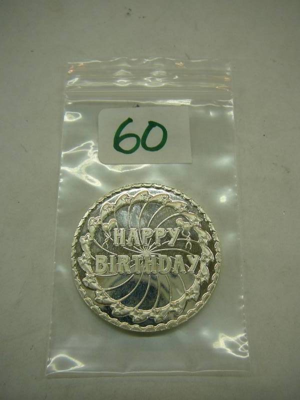 lot 60 image: 2000 Happy Birthday One Troy Ounce .999 Fine Silver Coin