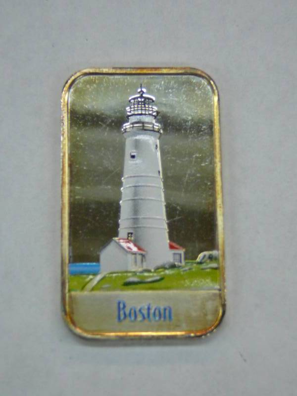 lot 103 image: Boston Light House Boston Harbor Massachusetts 1 Troy Ounce .999 Fine Silver