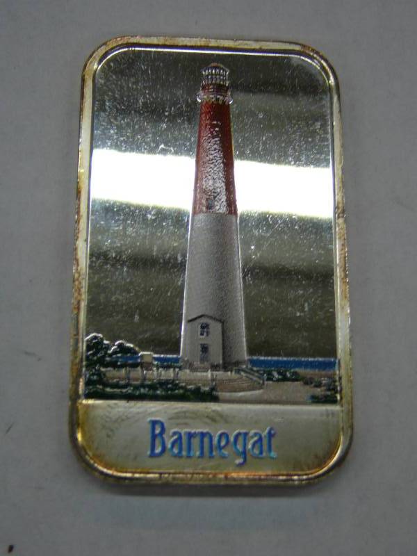 lot 105 image: Barnegat Light House Barnegat New Jersey 1 Troy Ounce .999 Fine Silver
