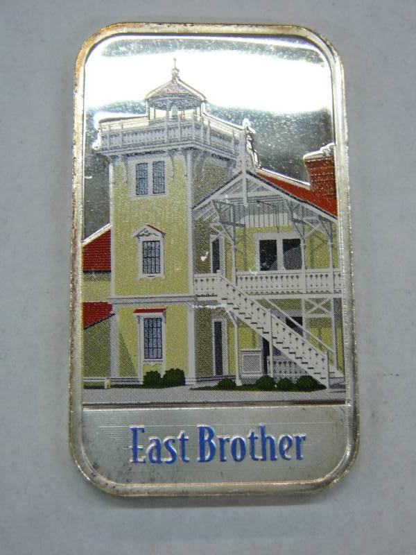 lot 106 image: East Brother Light House Point Richmond California 1 Troy Ounce .999 Fine Silver