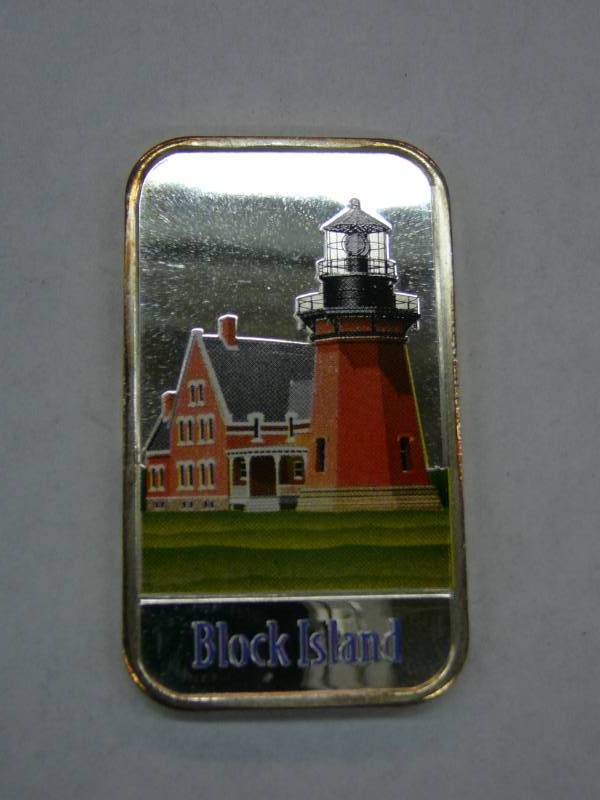lot 108 image: Black Island Light House Rhode Island 1 Troy Ounce .999 Fine Silver