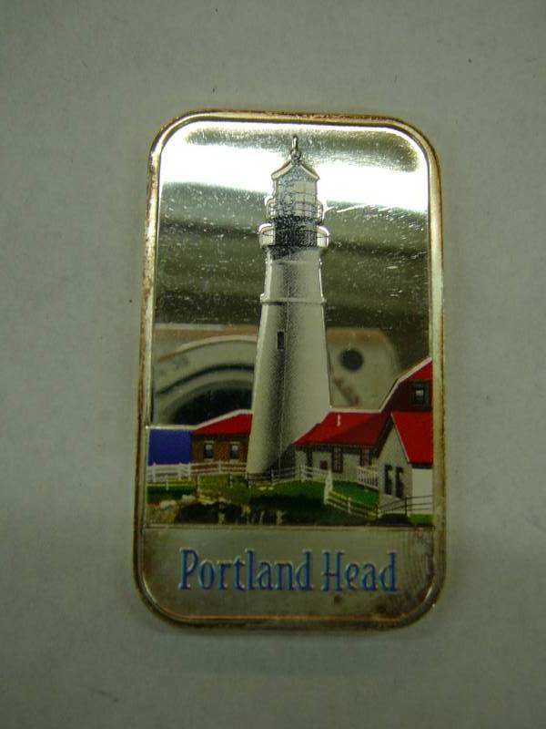 lot 109 image: Portland Head Light House Cape Elizabeth Maine 1 Troy Ounce .999 Fine Silver