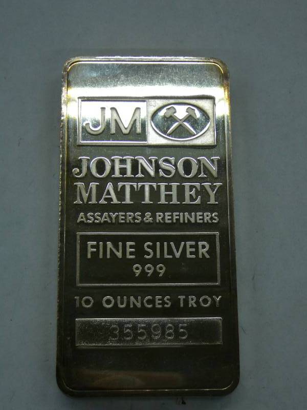 lot 111 image: 10 Troy Ounces .999 Fine Silver Johnson Matthey Assayers