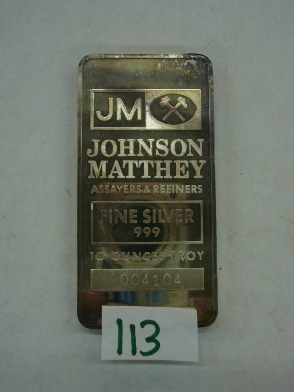 lot 113 image: 10 Troy Ounces .999 Fine Silver 1982 Escalante Mine ( J-M Assayers )