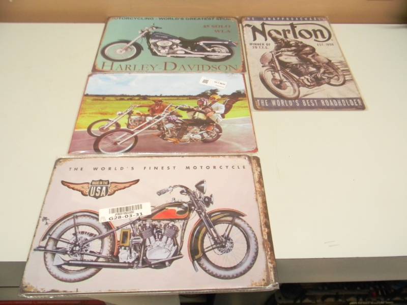 lot 31 image: 5 MOTORCYCLE TINS - NEW - SEE PICTURES