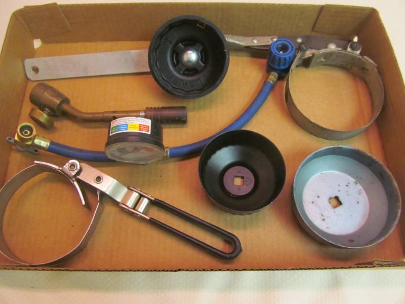 Oil filter wrenches, torch head, Freon charging kit