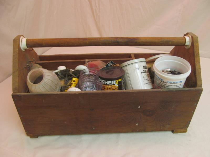 Wood tool box w tools