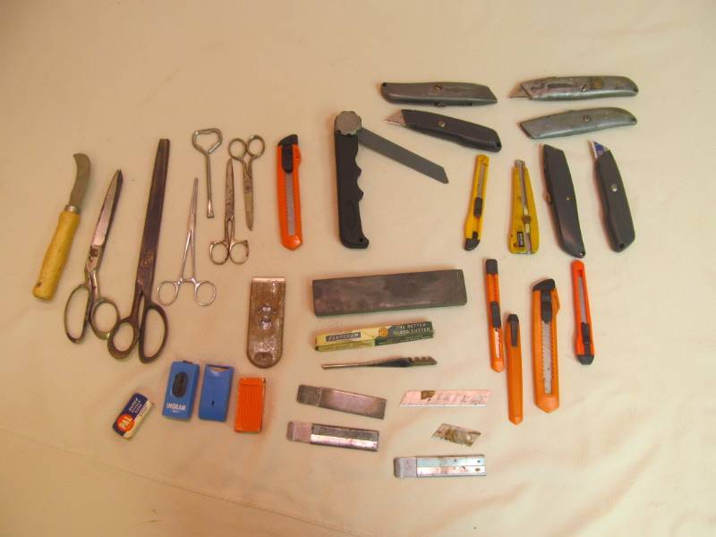 Large group of utility knifes and cutters