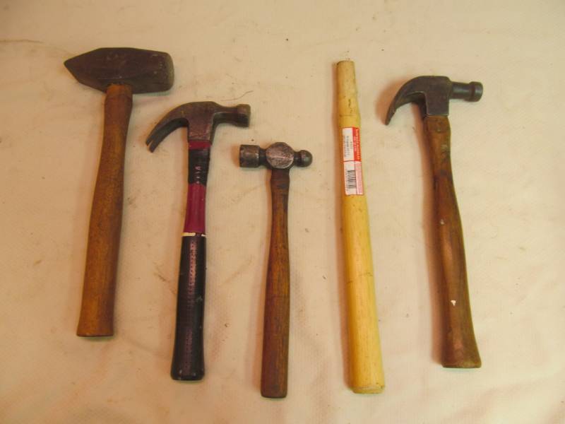 Sledge hammer, claw hammers, ball peen hammer