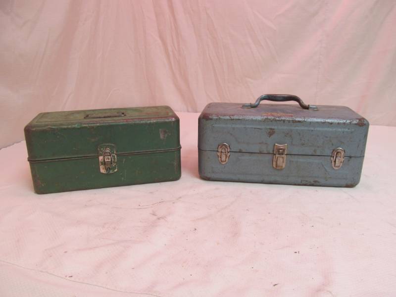 Vintage metal tackle boxes