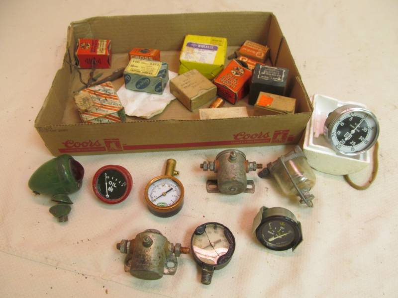 Antique automotive gauges, 1 new tach