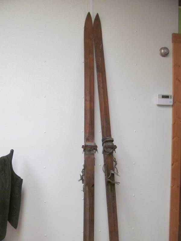 Antique wood snow skis