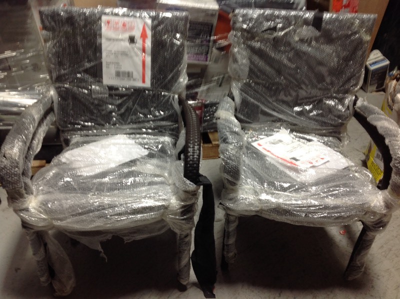 lot 119 image: Outdoor PE Wicker Stackable Arm Club Chairs (Set of 4)