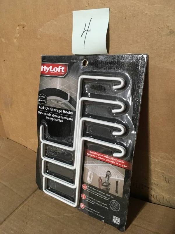 lot 4 image: HyLoft 8 in. L Add on Garage Storage Hooks (4-Pack) not used
