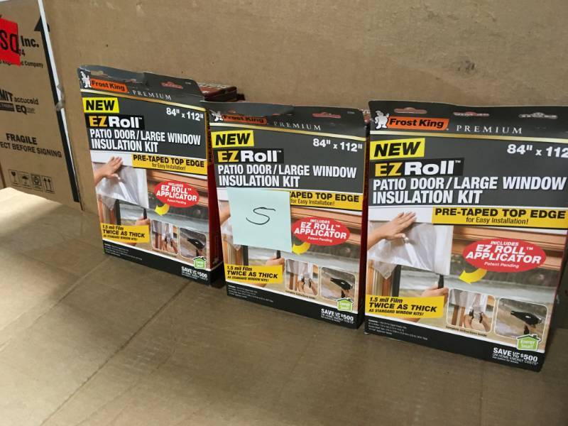 lot 5 image: Frost King EO 84 in. x 112 in. Premium Heavy-Duty EZ Roll-on Shrink Patio DoorLarge Window Insulation Kit not used