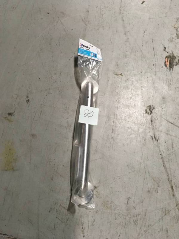 lot 20 image: MOEN 18 in. x 1-12 in. SecureMount Concealed Screw Grab Bar in Stainless Steel not used