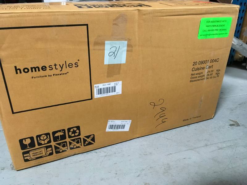 lot 21 image: Create-a-Cart Natural Kitchen Cart With Stainless Steel Top by Home Styles not used